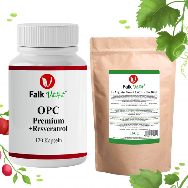 Sparpaket - 1 x OPC Premium mit Resveratrol Kapseln + 1 x Arginin/Citrullin