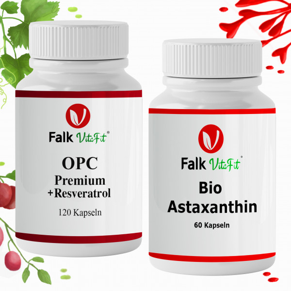 Sparpaket &quot;Antioxidantien 2&quot; - 1 x OPC Premium mit Resveratrol + 1 x Bio-Astaxanthin